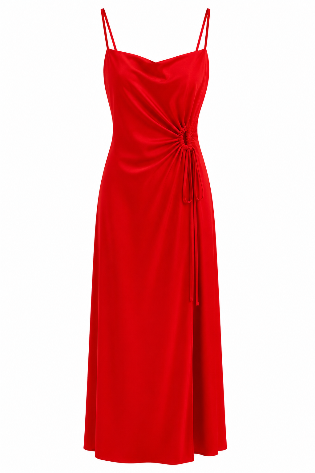 Ruched Satin Slip Maxi Dress